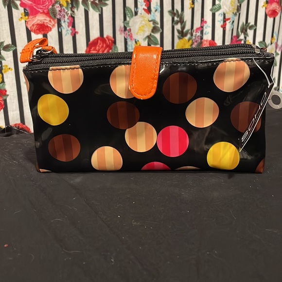 3/ $12 🌻 NWT! small striped polka dot makeup pouch - Picture 1 of 5